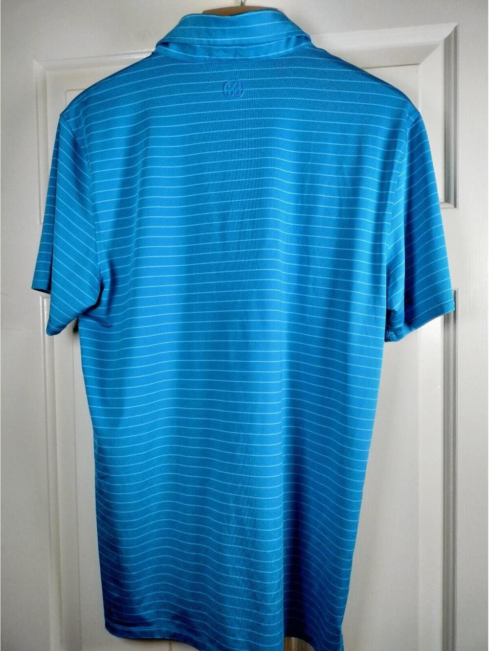 G/FORE Men's Blue Striped Tech Jersey Golf Polo Shirt - Size Medium - Luxury - Picture 5 of 9